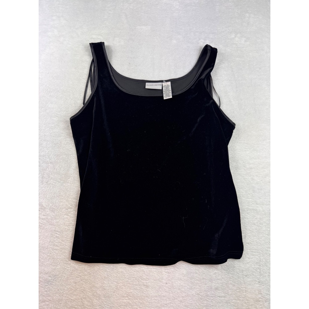 Jaclyn Smith Womens Black Velvet Scoop Neck Tank Top Sleeveless XL Holiday Luxe